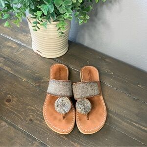 anthropologie Laid Back London Sandals 37 Beaded Thong Summer Boho